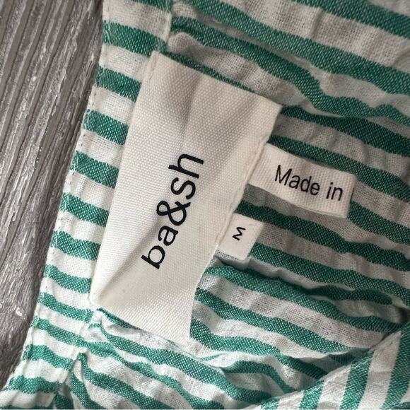 Ba&Sh Stoby long-sleeve shirt green white striped sz M - Picture 5 of 9